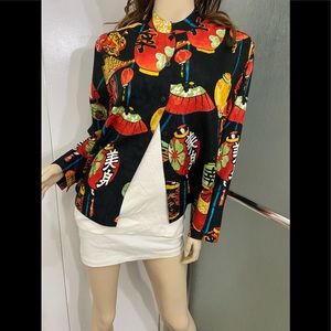 nwot Chicos 1 silk Asian Mandarin collar oriental style blouse pattern comfy